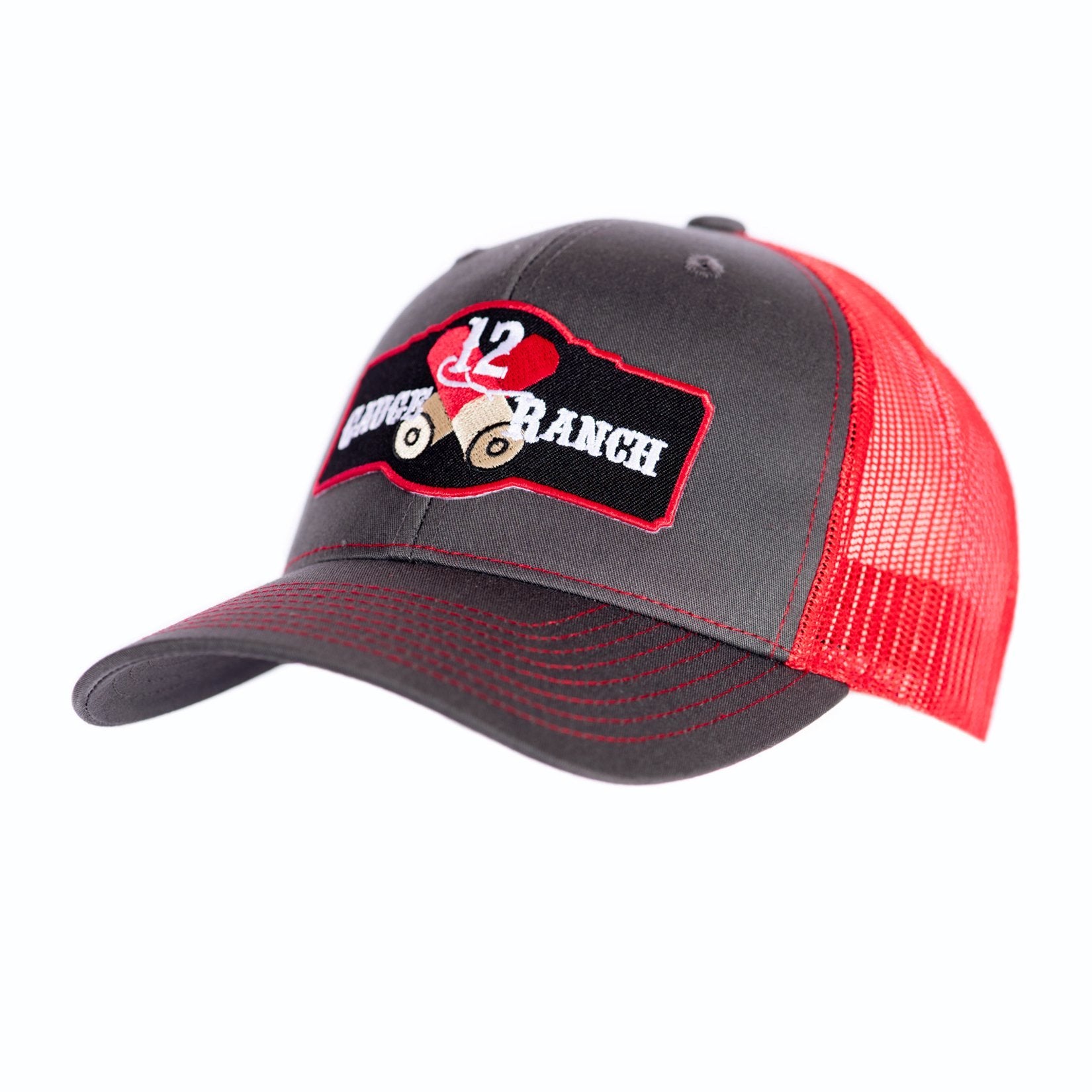 Charcoal and Red 12 Gauge Ranch Baseball Hat (BBH112GR)