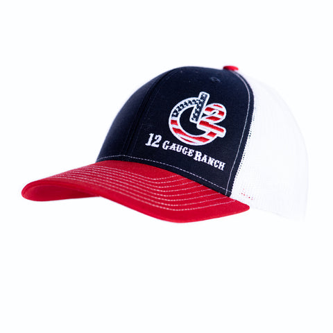 Camo and White 12 Gauge Bullet Logo Baseball Hat