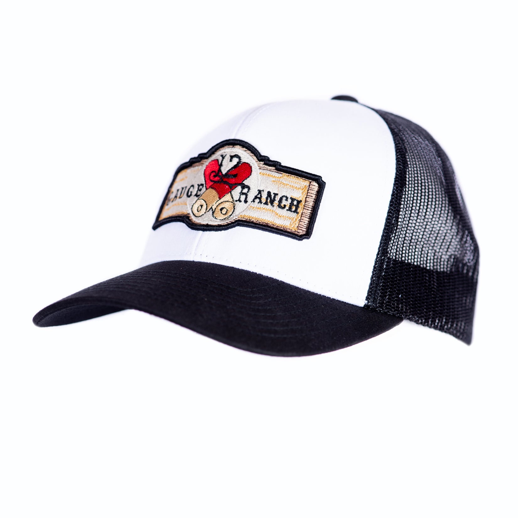 12 Gauge Ranch Baseball Hat White and Black (BBH104WB), Hats, 12 Gauge Ranch, 12 Gauge Ranch Ranch  12 Gauge Ranch