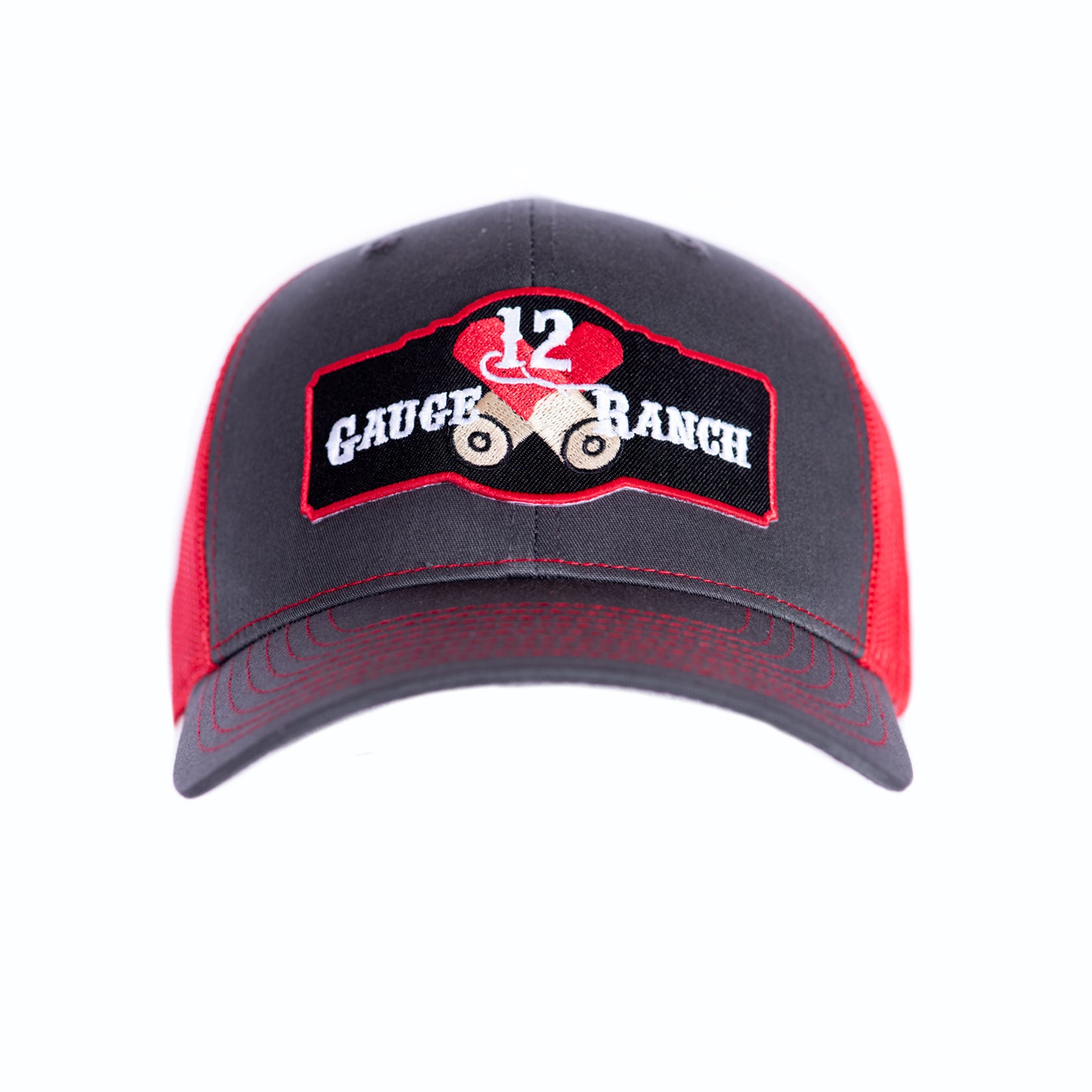 Charcoal and Red 12 Gauge Ranch Baseball Hat (BBH112GR), Hats, 12 Gauge Ranch, 12 Gauge Ranch Ranch  12 Gauge Ranch